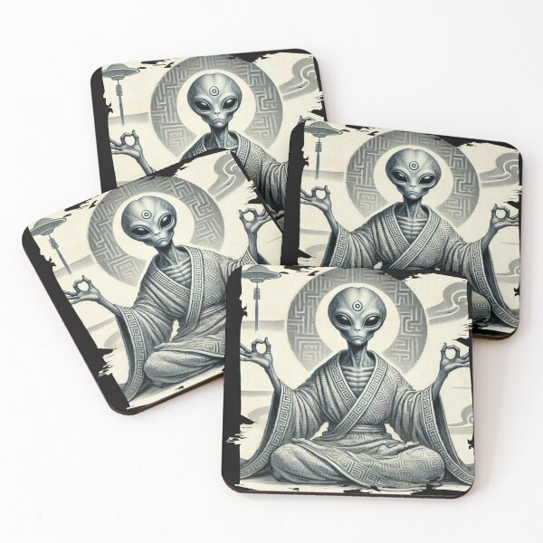 Item preview, Meditating Alien Cosmic Art designed and sold by Hungry-Murphy.