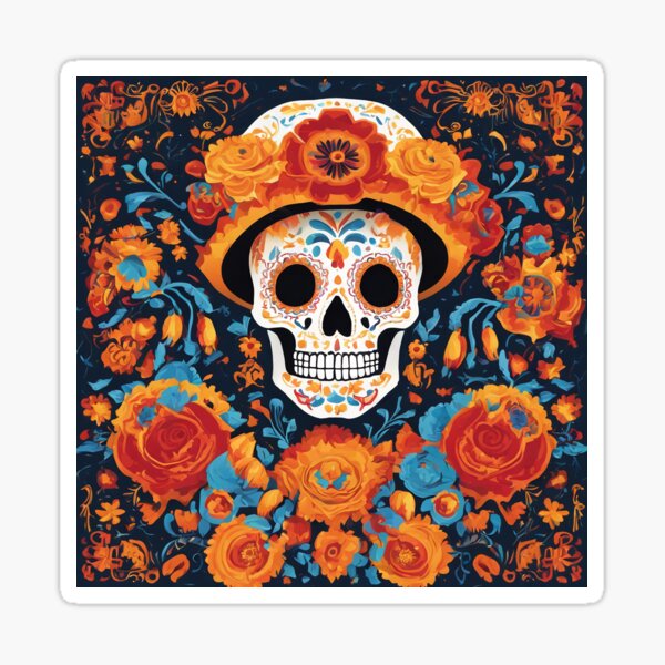 Artikel-Vorschau von Floraler Día de los Muertos Totenkopf, designt und verkauft von WILD-WILD-CAT.