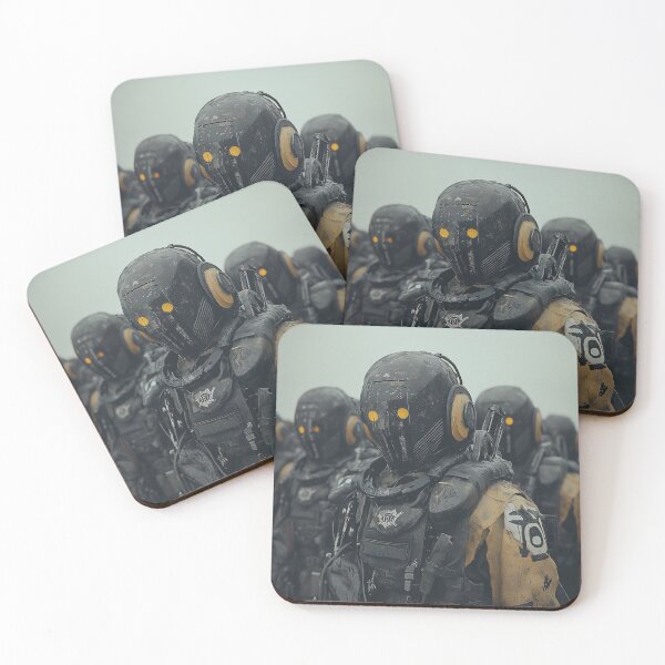 Item preview, Robotic Soldiers with Yellow Eyes in Battle Armour designed and sold by landletsy.