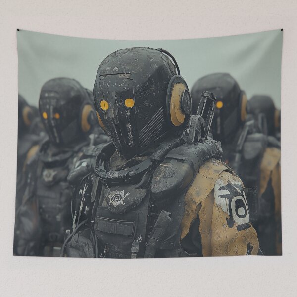 Item preview, Robotic Soldiers with Yellow Eyes in Battle Armour designed and sold by landletsy.