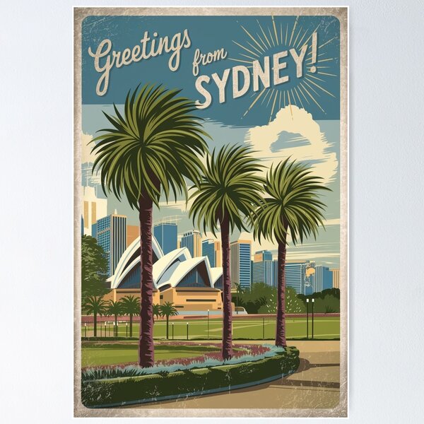 Item preview, Sydney Vintage Travel Poster designed and sold by TravelerRat.