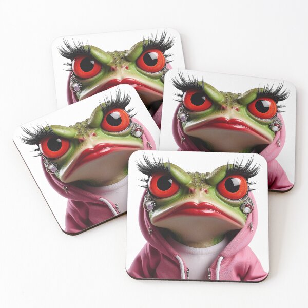Item preview, Angry frog with red lips in pink hoodie designed and sold by eye_contact.