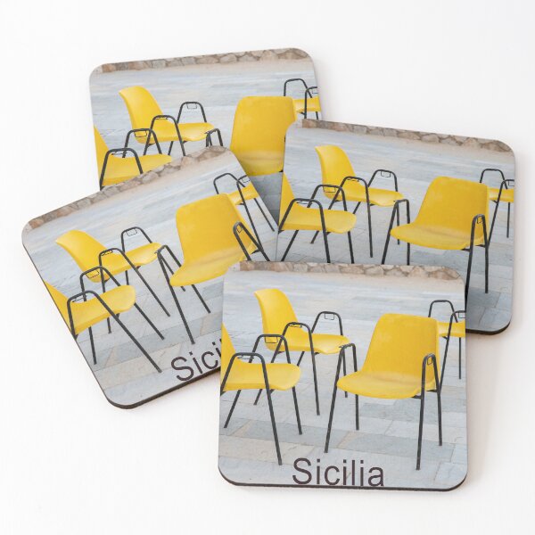 Item preview, Sicilia Four yellow chairs from San Vito Lo Capo Trapani, Italy designed and sold by EmeraldeaArt.