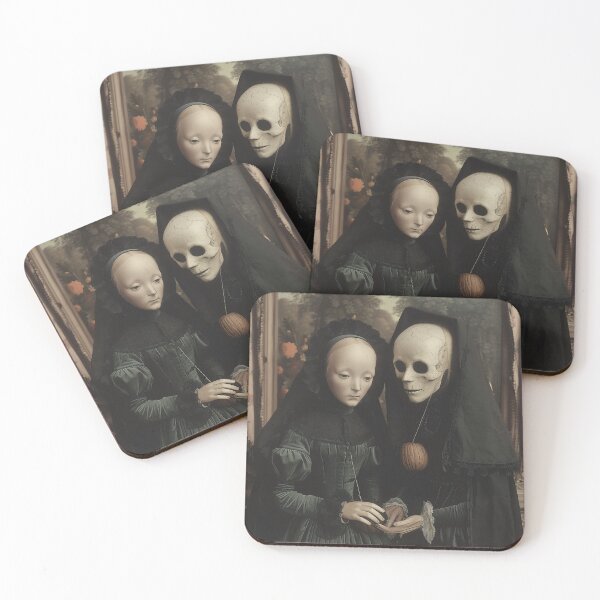 Item preview, Victorian Figures with Skeleton in a Haunting Portrait designed and sold by landletsy.