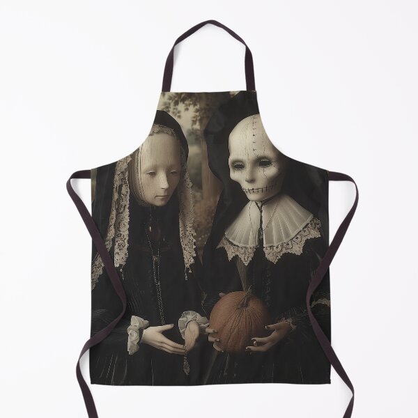 Item preview, Victorian Mourning Figures with Skeleton Holding a Pumpkin designed and sold by landletsy.