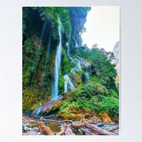 Waterfall in the jungle photo Poster