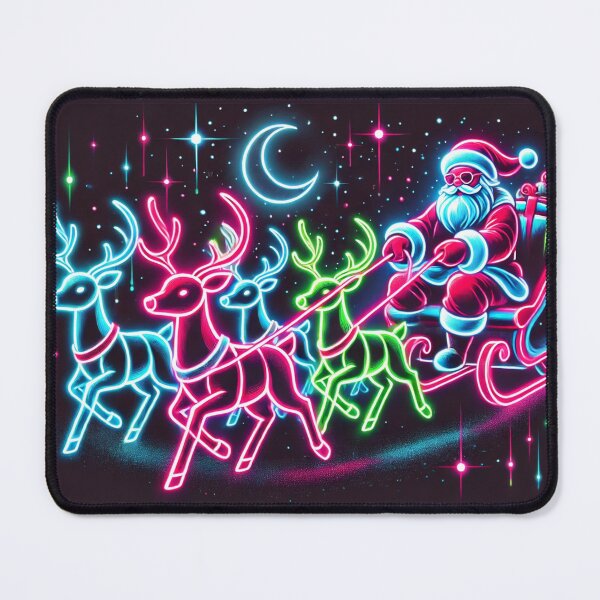Item preview, Neon Santa Claus with glowing reindeer designed and sold by Meandmyshop.