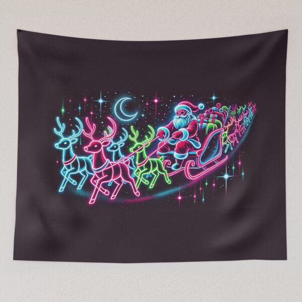 Item preview, Neon Santa Claus with  glowing reindeer designed and sold by Meandmyshop.