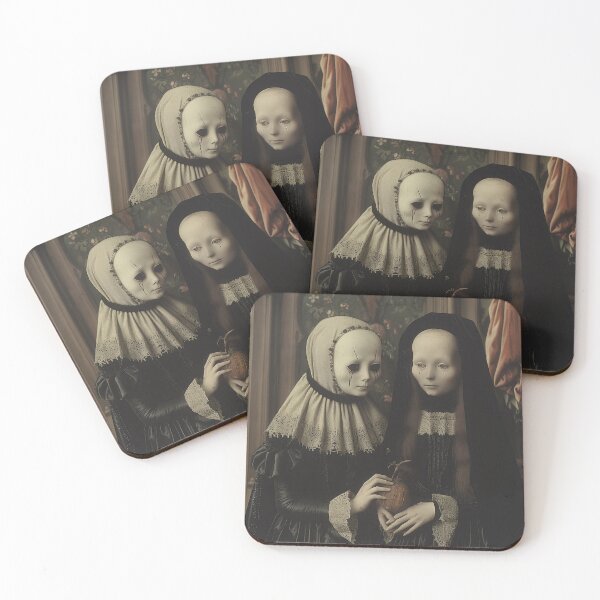 Item preview, Victorian Figures Holding a Pumpkin in a Haunted Portrait designed and sold by landletsy.