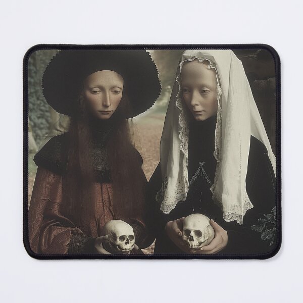 Item preview, Victorian Women Holding Skulls in a Gothic Scene designed and sold by landletsy.