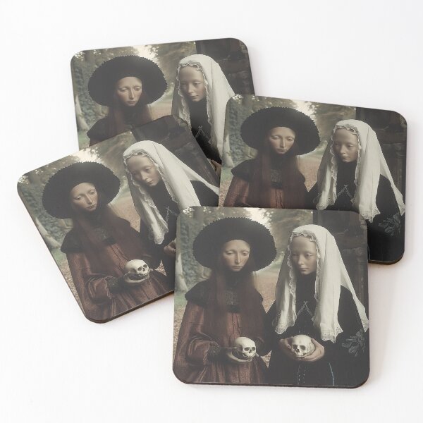 Item preview, Victorian Women Holding Skulls in a Gothic Scene designed and sold by landletsy.