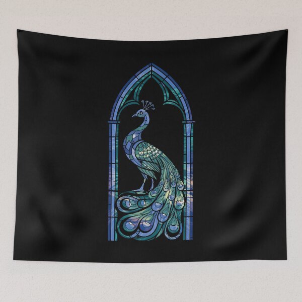 Item preview, Stainglass Peacock Retro Gothic Portal designed and sold by VitrauxNoirs.