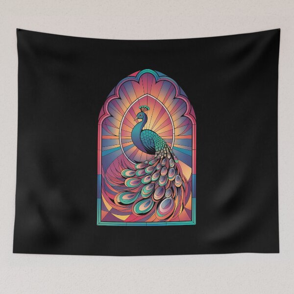 Item preview, Stainglass Peacock Retro Gothic Portal designed and sold by VitrauxNoirs.