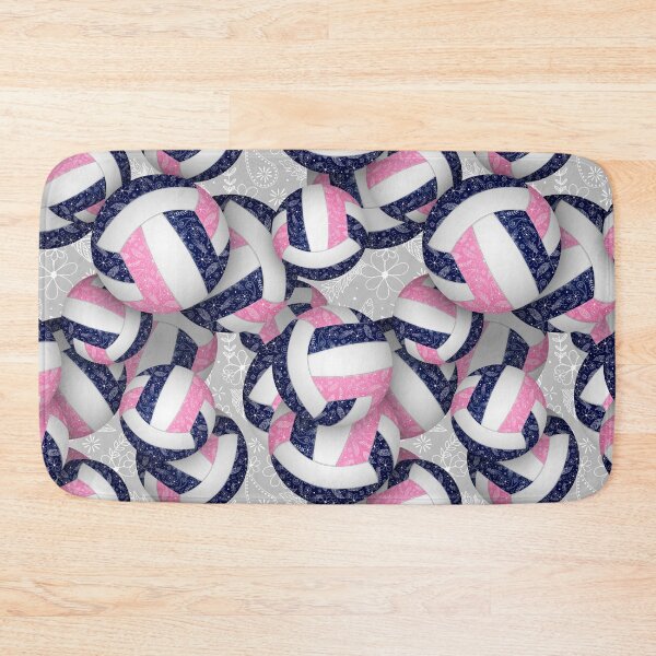 Item preview, Navy blue pink boho floral doodle volleyball designed and sold by katzdzynes.