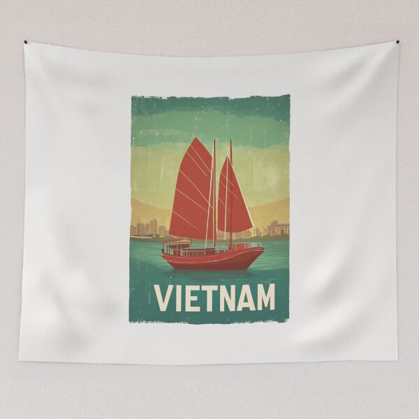 Item preview, A Vintage Travel Illustration of Vietnam  designed and sold by GoodOldVintage.