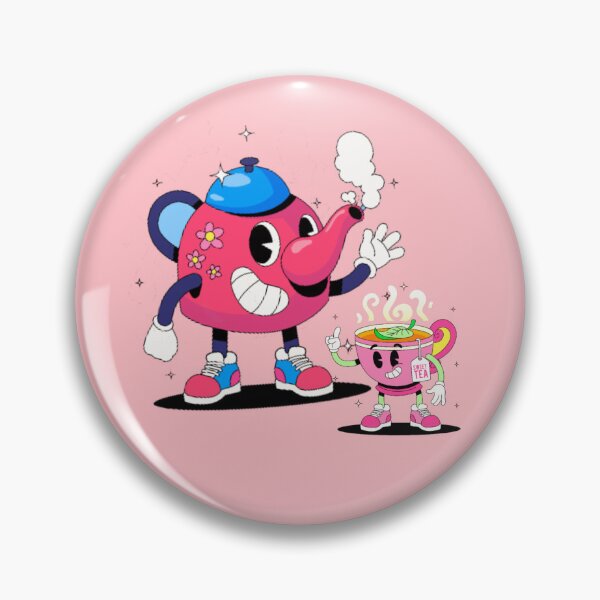 Item preview, Laughing Cartoon Teapot with a Pink Cup designed and sold by nada-art.