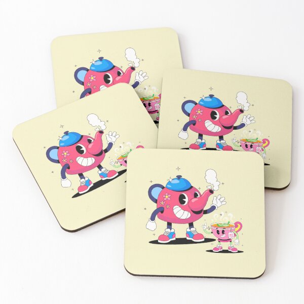 Item preview, Laughing Cartoon Teapot with a Pink Cup designed and sold by nada-art.