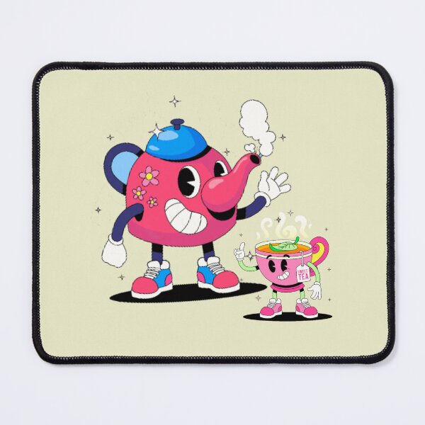 Item preview, Laughing Cartoon Teapot with a Pink Cup designed and sold by nada-art.