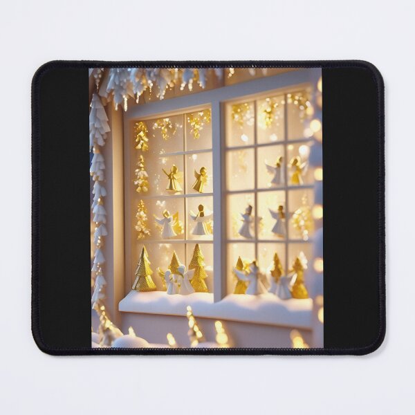 Item preview, christmas 3d effect winter snow window golden angel designed and sold by Rainbow Paws Garden.