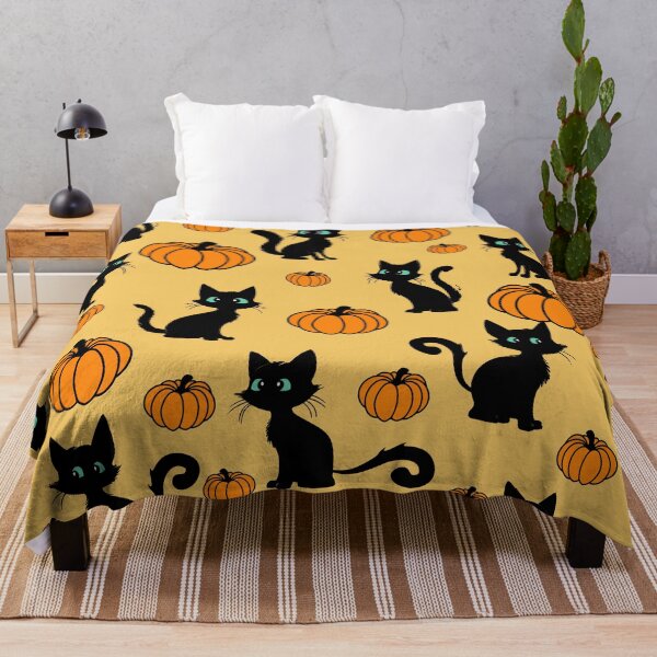 Item preview, Black silhouettes of cats and orange pumpkins.7 designed and sold by My-fake-places.