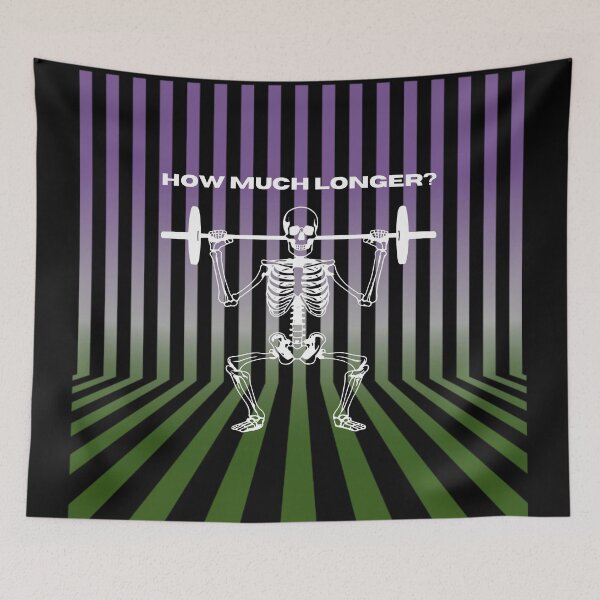 Item preview, How Much Longer, Genderqueer pride Flag, Skeleton Weightlifting graphic, gym, weightlifting, skeleton, funny lgbtq, fitness,  designed and sold by PrideBeProud.