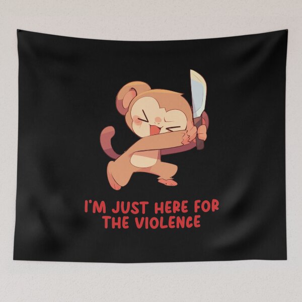 Item preview, I'm Just Here For The Violence - Cute Funny Monkey Holding Knife designed and sold by aresmeris.