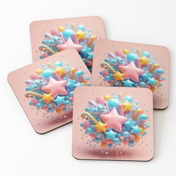 Item preview, Y2K Bubblegum Stars Pattern designed and sold by Dollette Heaven.