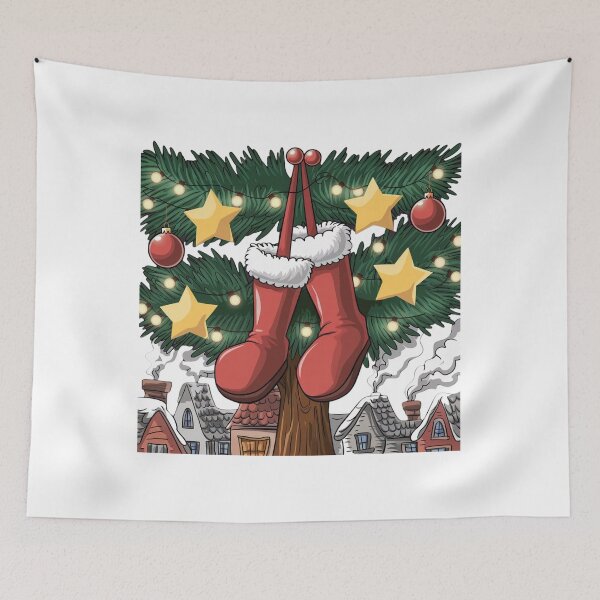 Item preview, Festive Christmas Stockings on Pine Tree 2024 2025 designed and sold by ArtSeeker01.