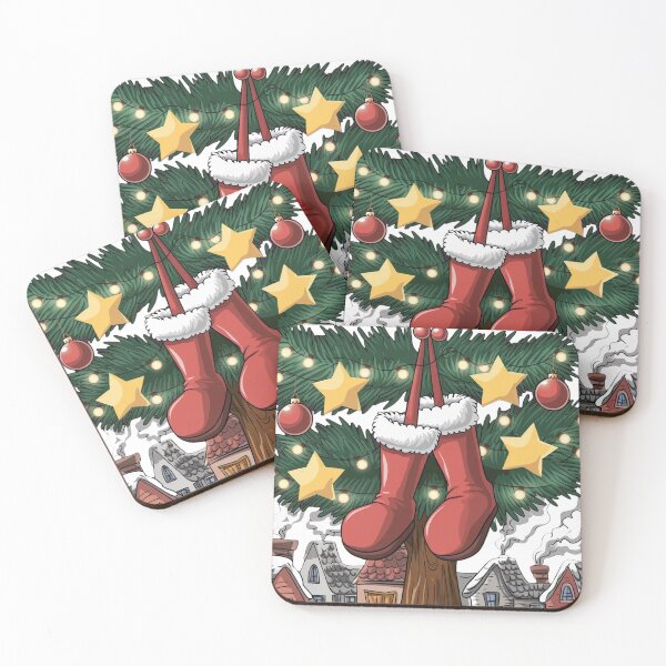 Item preview, Festive Christmas Stockings on Pine Tree 2024 2025 designed and sold by ArtSeeker01.