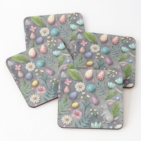 Item preview, Colorful Easter Illustration with Rabbits and Flowers designed and sold by Rostislav Bouda.
