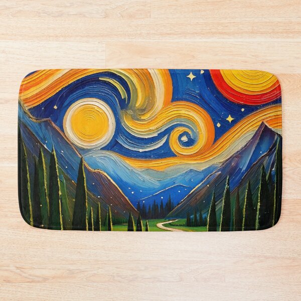 Item preview, A Starry Night over the Mountains Painting designed and sold by ArtFactoryAI.
