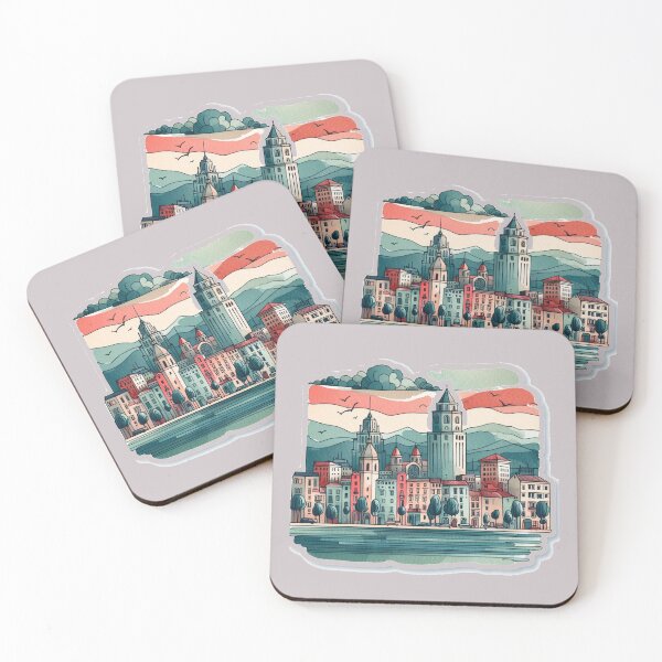 Item preview, Perpignan France Minimalist Watercolor Skyline Sticker,  designed and sold by PaintMeWorld.