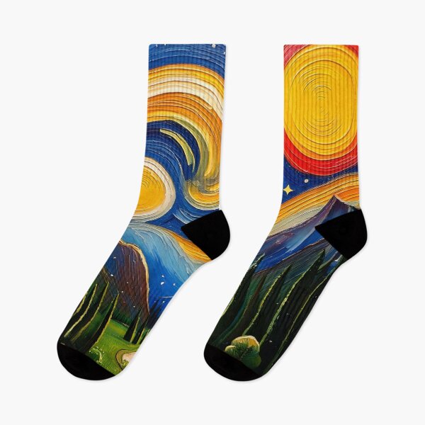 Item preview, A Starry Night over the Mountains Painting designed and sold by ArtFactoryAI.