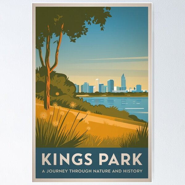 Item preview, Perth Vintage Travel Poster designed and sold by TravelerRat.