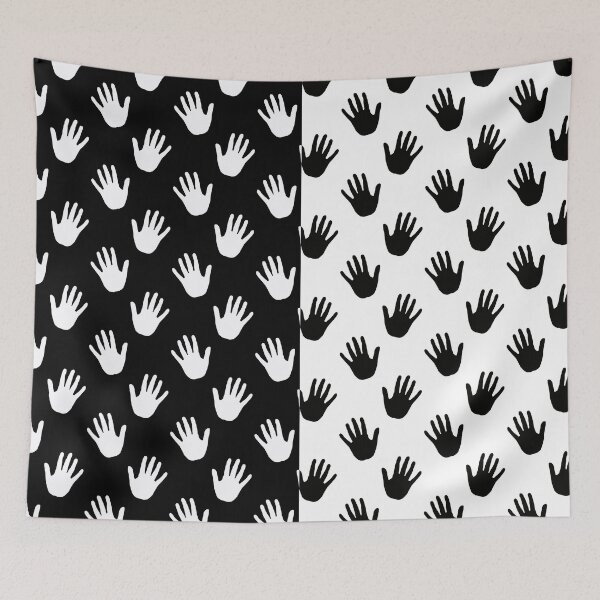 Artikelvorschau, Schwarz-weißes Hände-Illustrationsmuster-Design entworfen und verkauft von PatternTitan.