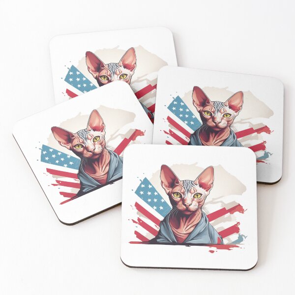 Item preview,  patriot white and red cat  against the background of the flag designed and sold by jkrphoto.