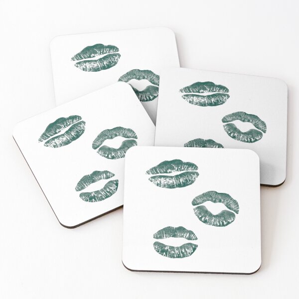 Item preview, Lips Kisses Smooches Pattern 1 - Jade Green and White designed and sold by Daniel Bevis Design.