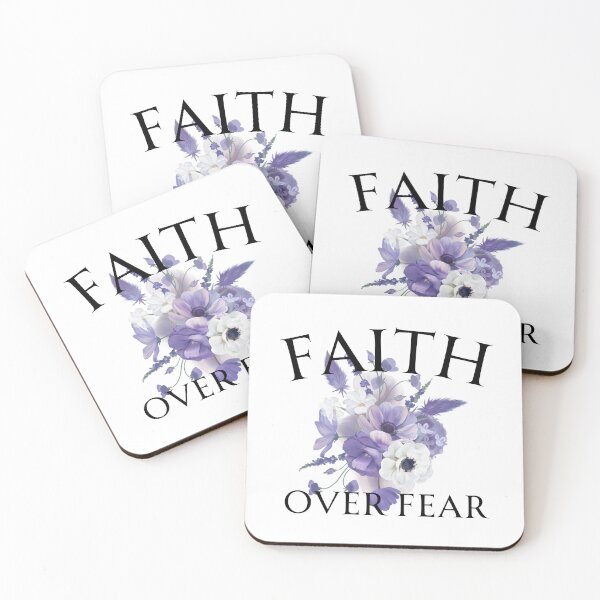 Item preview, Faith Over Fear Purple Flowers Motivational Quotes designed and sold by CCKimShop.