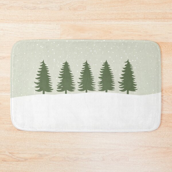 Item preview,  a wintery scene with five stylized pine trees standing in a row against a snowy background. designed and sold by HEMRO.