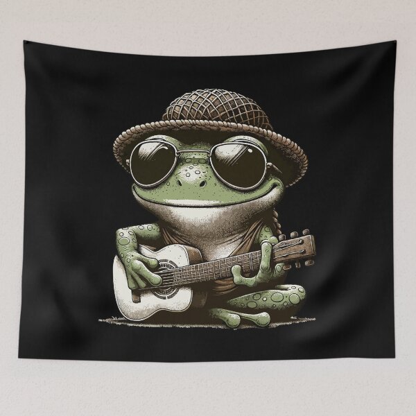 Item preview, Cute Cottagecore Aesthetic Frog Playing Guitar Vintage Graphic designed and sold by Dapper-Art.