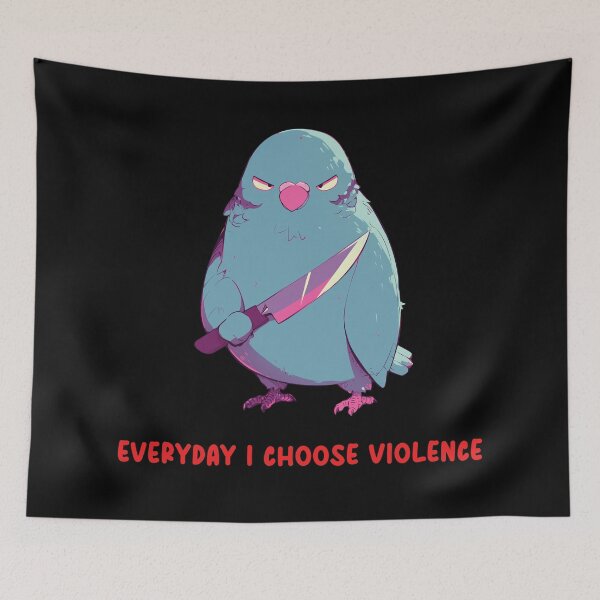 Item preview, Everyday I Choose Violence - Cute Funny Pigeon Holding Knife designed and sold by aresmeris.