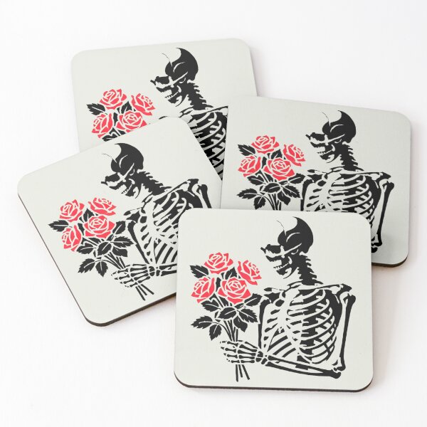 Item preview, Skeleton Holding a Bouquet of Red Roses designed and sold by Blink Art Studio.