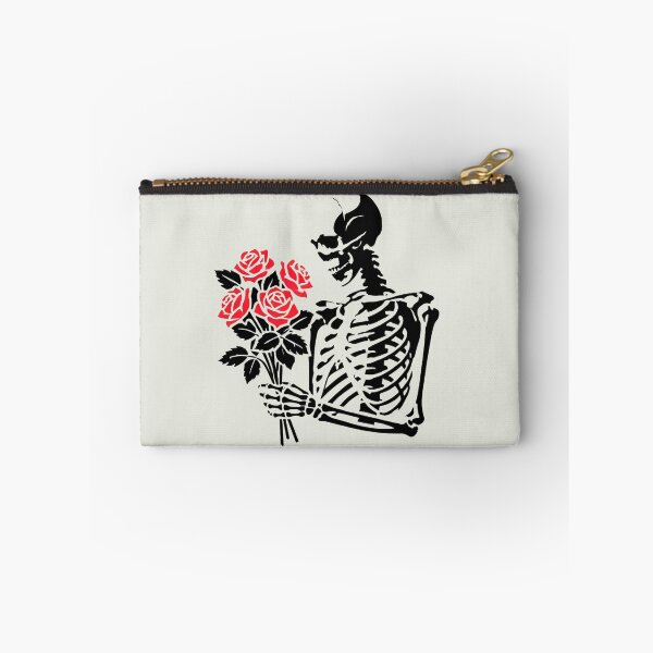 Item preview, Skeleton Holding a Bouquet of Red Roses designed and sold by Blink Art Studio.