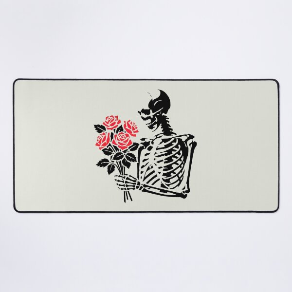 Item preview, Skeleton Holding a Bouquet of Red Roses designed and sold by Blink Art Studio.