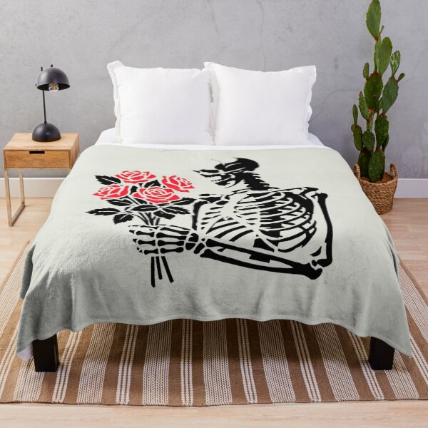 Item preview, Skeleton Holding a Bouquet of Red Roses designed and sold by Blink Art Studio.