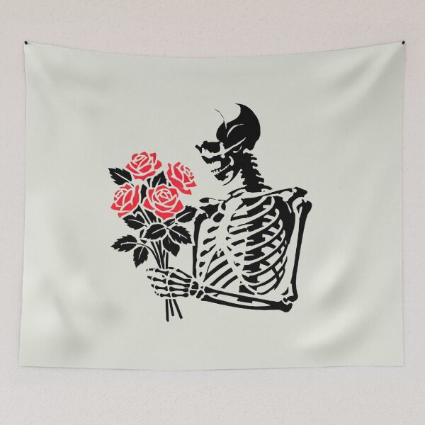 Item preview, Skeleton Holding a Bouquet of Red Roses designed and sold by Blink Art Studio.