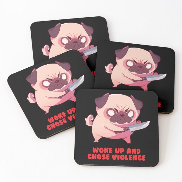 Item preview, Woke Up And Chose Violence - Cute Funny Pug Holding Knife designed and sold by aresmeris.