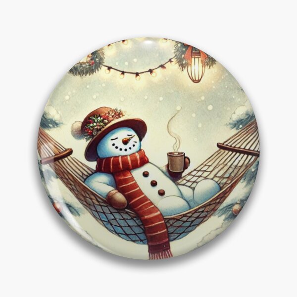 Item preview, Snowman on hammock drinking hot chocolate designed and sold by Meandmyshop.