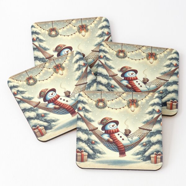 Item preview, Snowman on hammock drinking hot chocolate designed and sold by Meandmyshop.