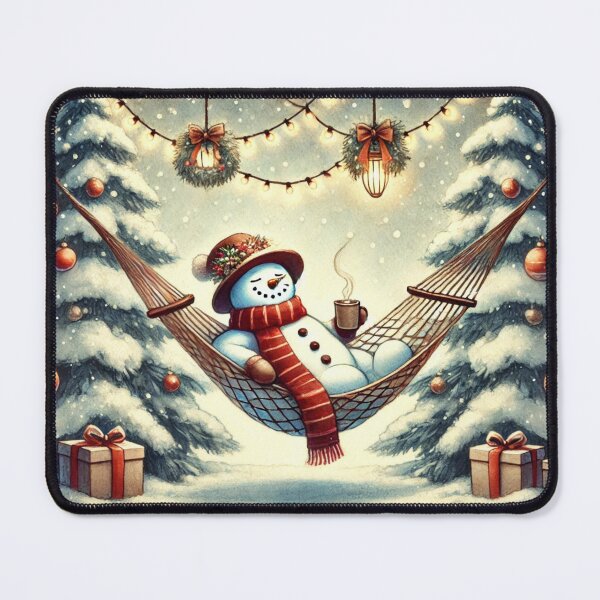 Item preview, Snowman on hammock drinking hot chocolate designed and sold by Meandmyshop.